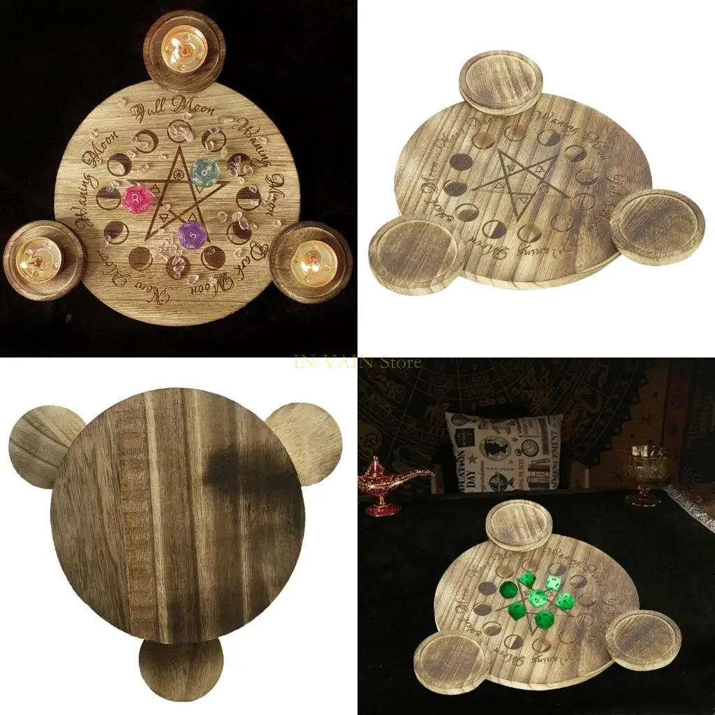 

M5TC Room Art Decorations Crafts Ornament Candlestick Astrology Pentagram Plate Decor Home Meditation Holder