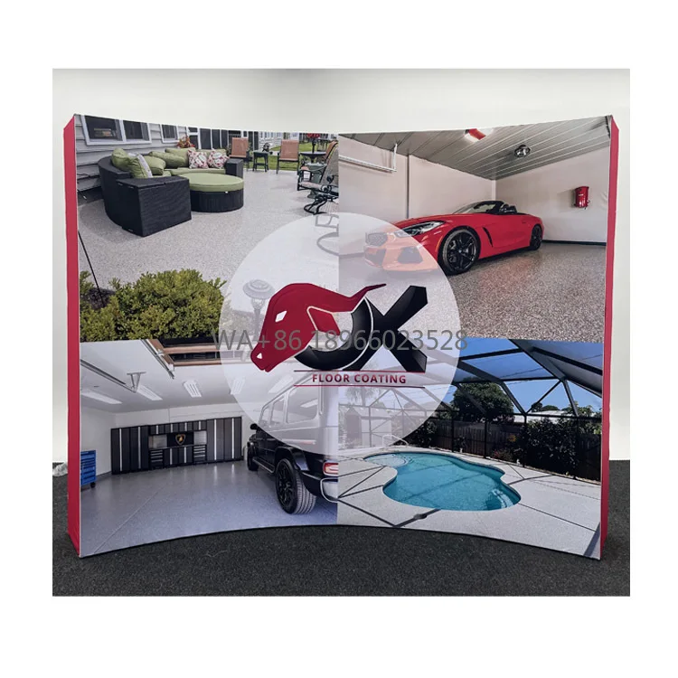 Custom Graphic 10x8 Portable Folding Curved Tension Fabric Popup Trade Show Partition Display Exhibition Wall