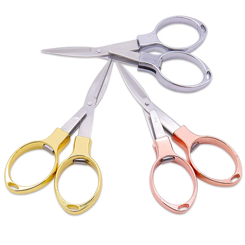 

New Fishing Household Pocket Portable Camping Trip Stainless Steel Multitool Small Rose Gold Folding Scissors