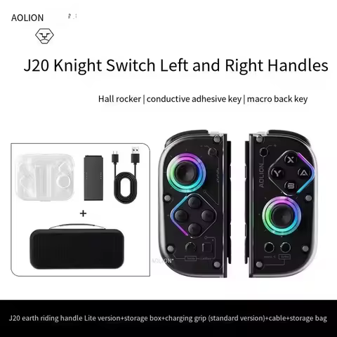 Aolion j20 RGB Wireless Knight Left and Right Gaming Controller Hall Joystick For Nintend Switch2 With Charging grip For Switch