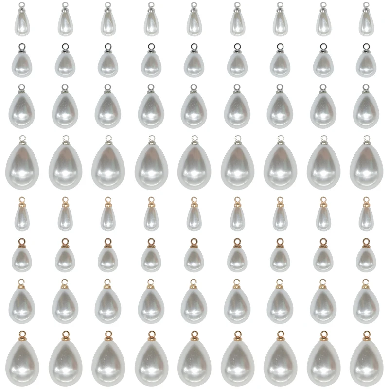 20pcs Waterdrop Shaped Faux Pearl Charms with Bail Connector Pendants For DIY Jewelry Bracelet Necklace Earring Making