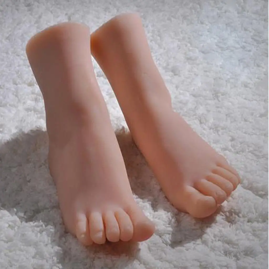 2pcs Realistic Female Foot Feet Model Mannequin Realistic Latex Odorlessness for Jewelry, Sock, Shoes, Anklet