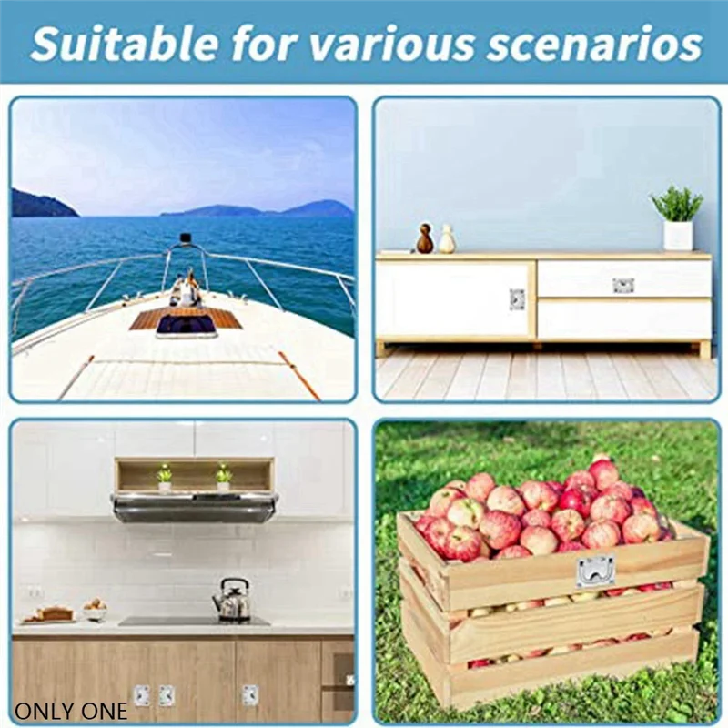 A45F-Hatch Latch Solid Boat Hatch Handles Parts Accessories For Boat Deck Hatch Handles Ring Pulls Recessed Cover Handles Silver