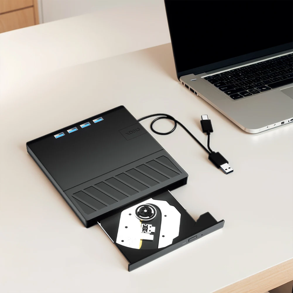 Unidade externa de CD DVD RW USB 3.0 tipo C com porta SD TF para laptops, desktops e compatibilidade com múltiplas placas