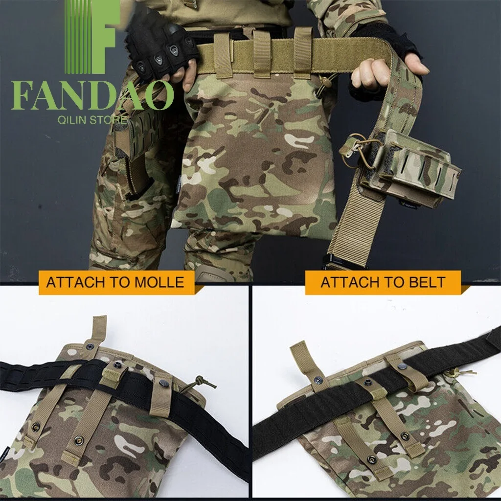 Tactical Magazine Dump Pouch with Shrink Rope Airsoft Mag Drop Pouch MOLLE Recycling Bag Paintball Hunting Storage Tool Bag