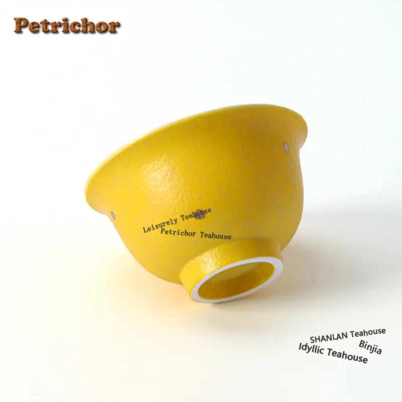 110ml Lemon Yellow Gold Sprinkled Teacup Handmade Tea Bowl Single Cups Tea-tasting Meditation Cup Jianzhan Master Cups for Tea