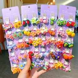 10PCS New Cartoon Animal Fruit Kids Elastic Hair Bands Cute Children Hair Ties Girls Hair Accessories Baby Headdress Headwear