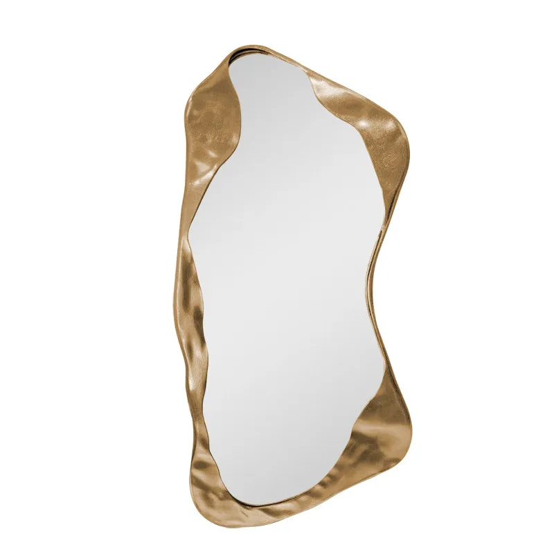 Light luxury modern dressing mirror, home entry-level wall-mounted irregular floor-standing full-length mirror