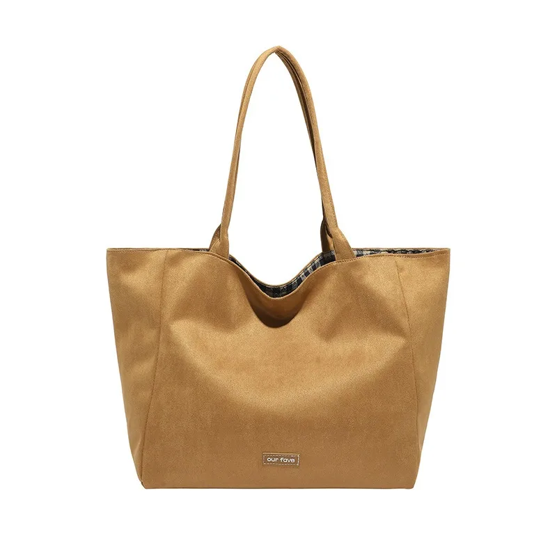 

Korean Style Solid Color Large Capacity Canvas Tote Bag Double Sided Casual Shoulder Bag for Women Autumn Simple Washed Vintage