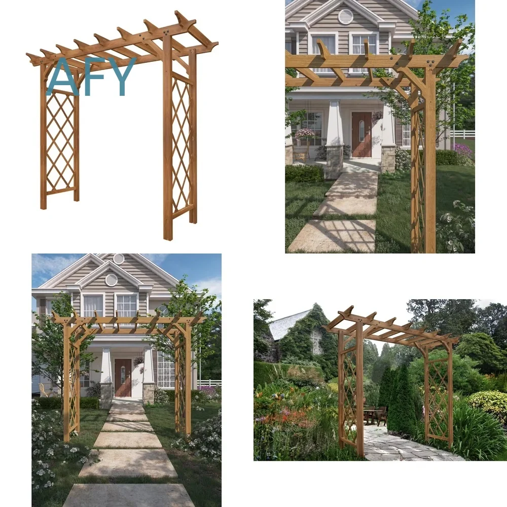 Outdoor Wooden Pergola Canopy for Patio Garden Deck Balcony Beach Veranda Modern Yard Trellis Arbor Gazebo for Outdoor Living