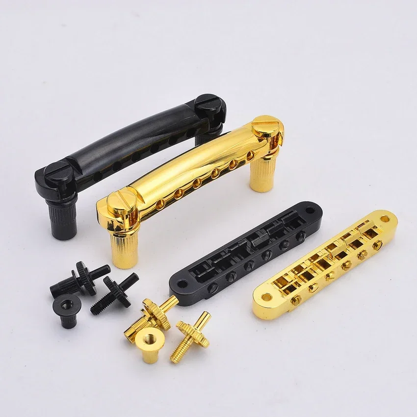 

1 Set Black / Gold Tune-O-Matic Electric Guitar Bridge And Tailpiece For LP SG 6 String Guitars Electric Guitars