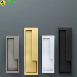 Hidden handle embedded sliding door barn folding wardrobe door drawer embedded modern simple concealed handle