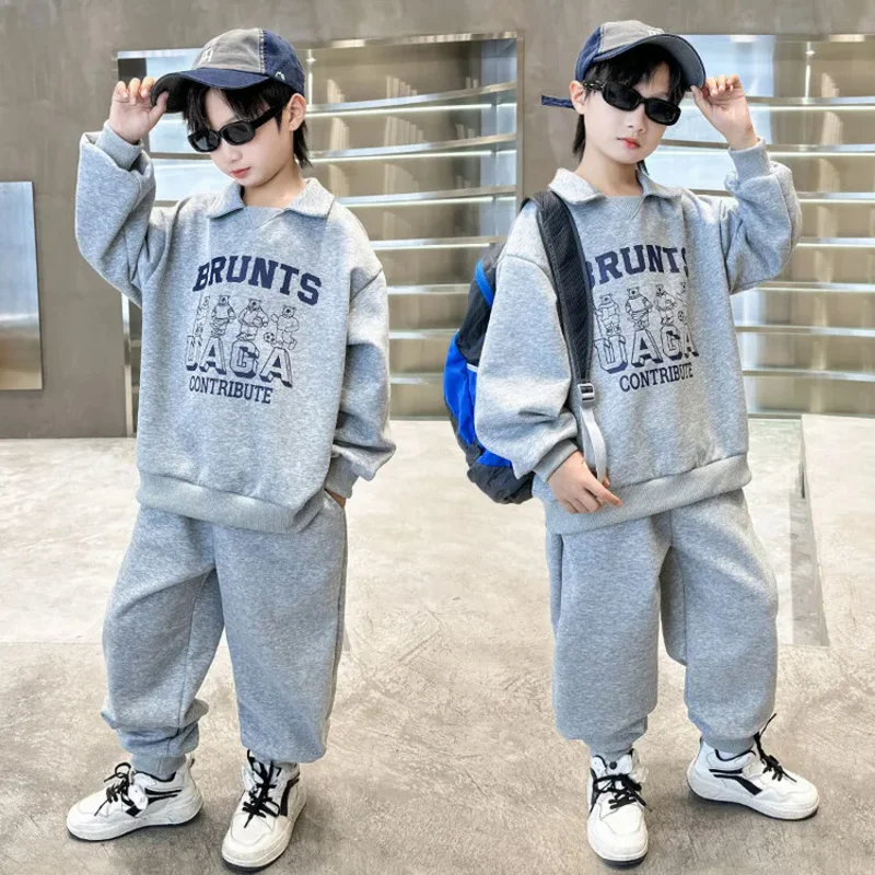 

Children's Top and Bottom Clothes Set Spring Autumn 6 7 8 9 10 11 12 13 14 15 Years Kids Boy Long Sleeve Sweatshirt Pant Suit