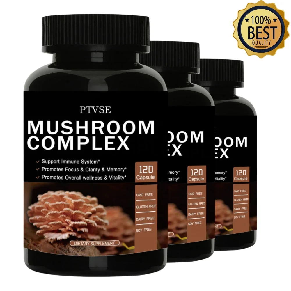 Ptvse Mushroom Supplements Lion’s Mane and Cordyceps Reishi – Natural Premium Extracts 120 Tablets 60 Day Supply