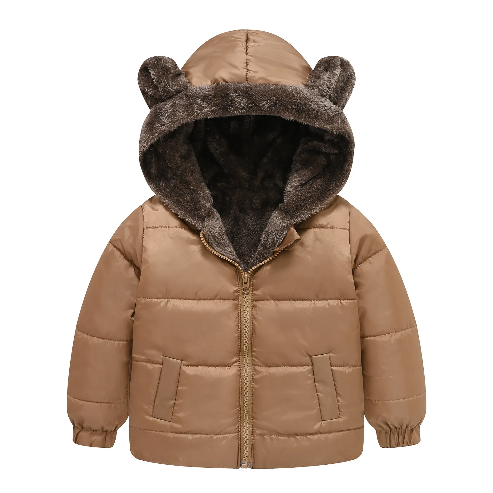 New 1-6-year-old boys hooded lightweight down jacket girls cartoon dinosaur zipper jacket autumn and winter warm Christmas jacke