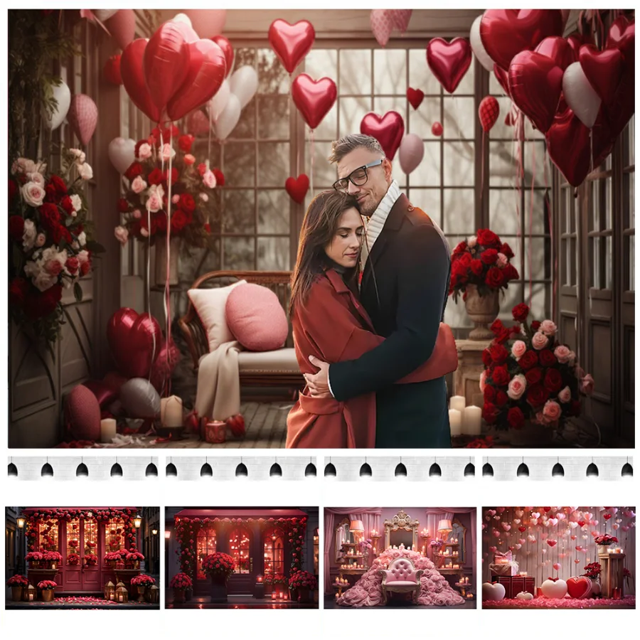 

February 14th Valentine's Day Photography Background Romantic Red Rose Confession Ceremony Party Photo Background