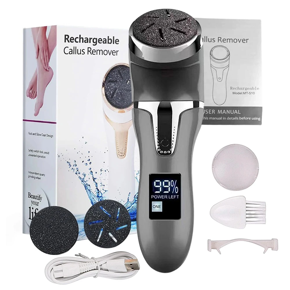 USB Rechargeable Wireless Electric Foot File Cuticle Callus Remover Machine Pedicure Tools Foot Heel Care Tool With Sandpaper