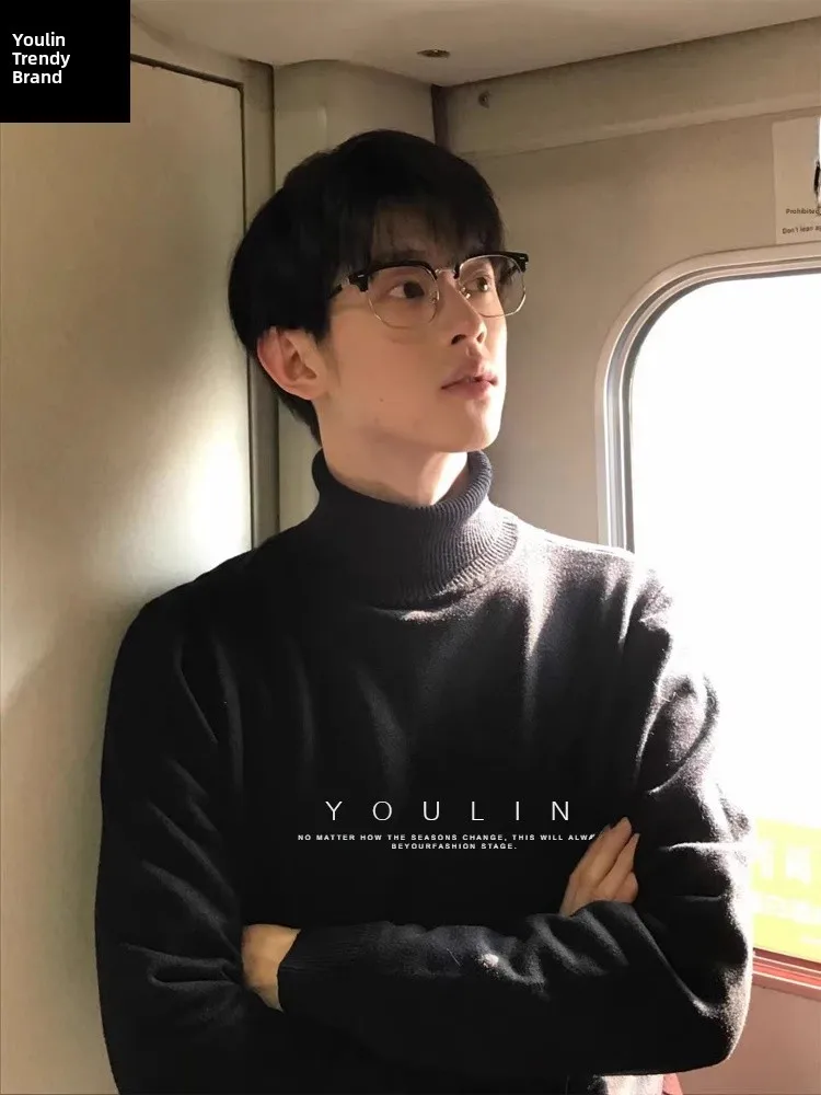 

Мужской трикотажный свитер Cleanfit с высоким воротником, на флисовой подкладке, мягкий, теплый, повседневный, с длинным рукавом, для ношения под одеждой, в британском и американском стиле