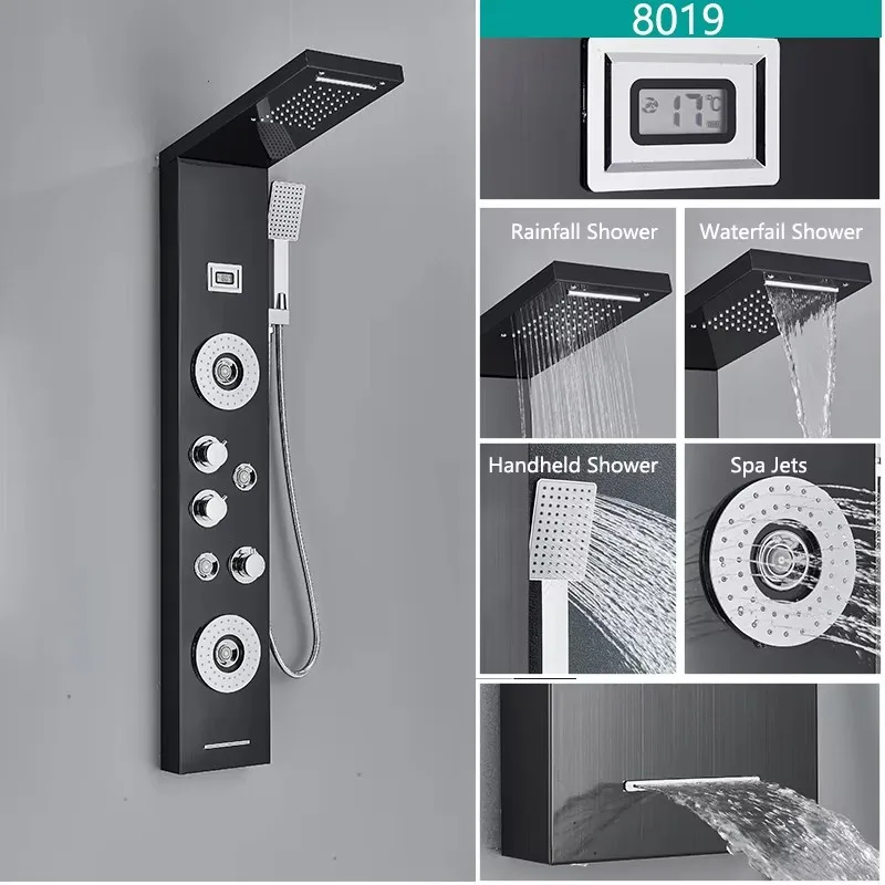 LED-licht badkamer douchekraan set LED regendouche paneelsysteem badkuip watermengkraan massage SPA temperatuurscherm