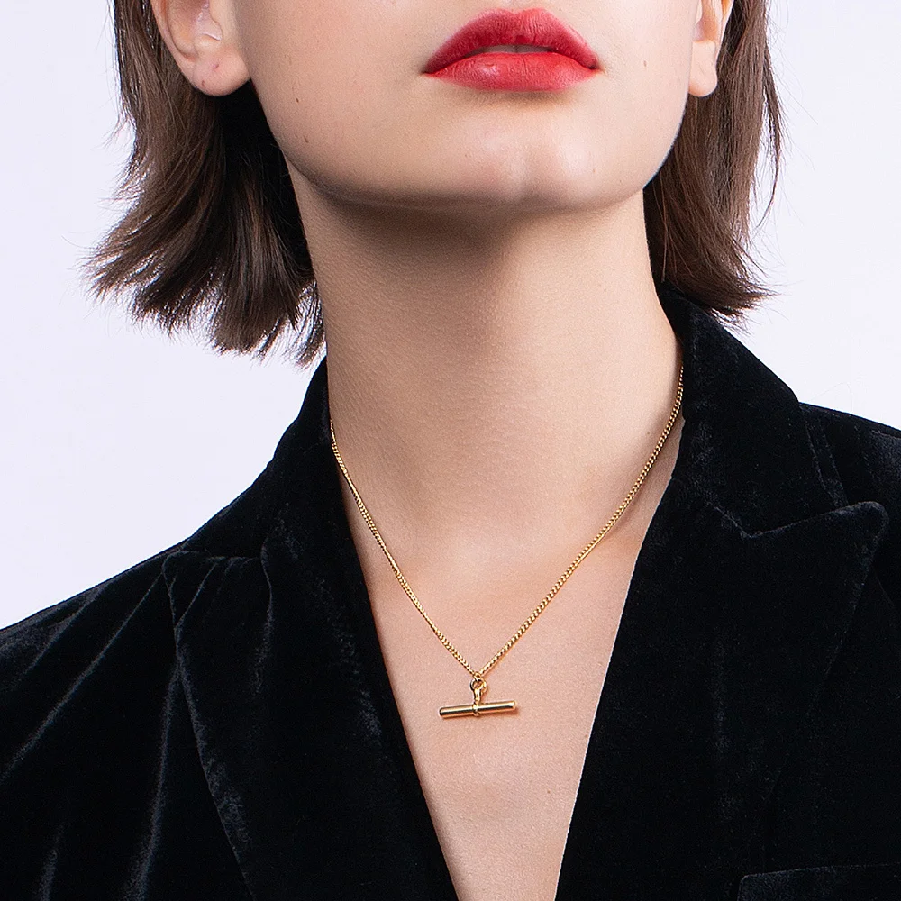 

ENFASHION Cute Bar Choker Necklace For Women Gold Color Stick Necklaces Stainless Steel Fashion Jewelry Collar 2020 Party P3176