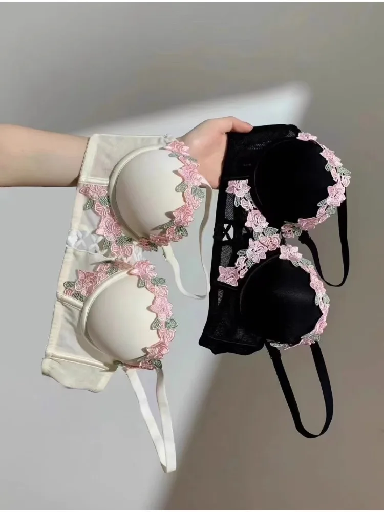 New Anime Bralette - Delicate Flower Wireless Bra for Set Teens,Japanese Summer Lingerie Small Bust Close-Fit Subtle Allure
