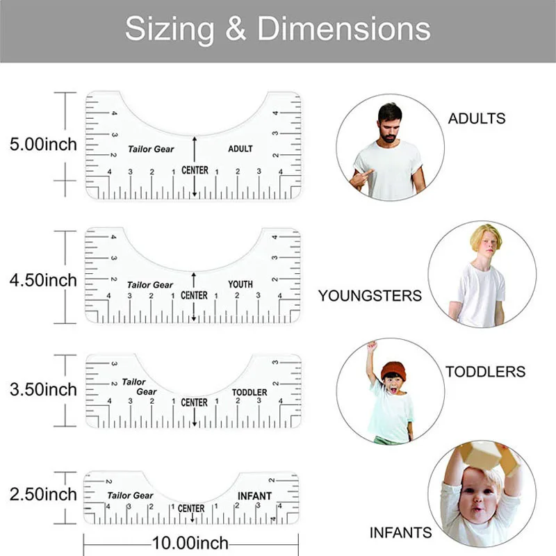 4/8Pcs/set Round T-Shirt Neck Measurement Tools PVC Alignment Rulers For Guiding Design Clothes Size Handmade Sewing Accessories