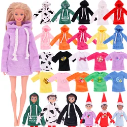 Short Plush Sweater Candy Color Cute Pattern For 30cm Big Elf & 11.8inch Barbies Doll Clothes Accessories Handmade 1/6 Blyth Top