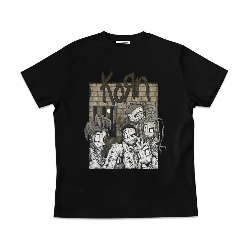 

Summer 2025 Men's Korn Band metal rock hip-hop 100% pure cotton street fashion brand T-shirt Short sleeve