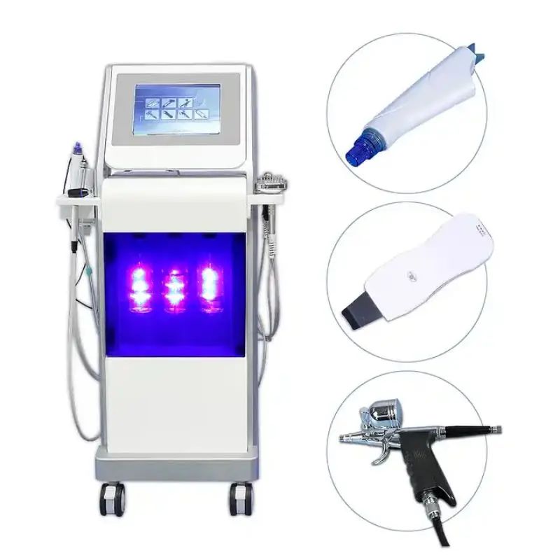 Máquina Facial de hidroabrasión 9 en 1, Sistema Integral de cuidado de la piel, estiramiento Facial por ultrasonido, pulverizador de oxígeno Nano, dispositivo de belleza