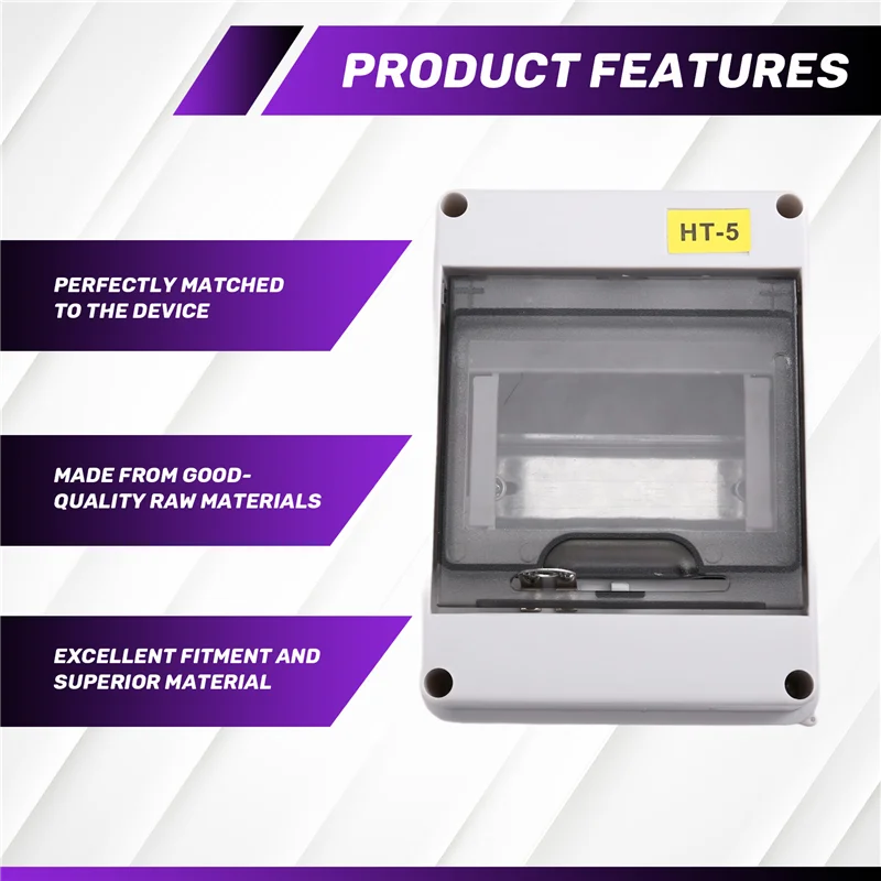 

AB41-Outdoor Plastic HT Series 5WAY Electrical Distribution Box, IP65 Waterproof, For Circuit Breaker With Lock