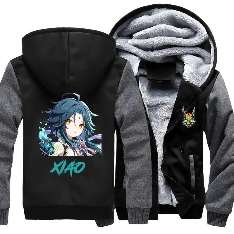 Gioco Xiao Cosplay US Size Plus 5XL Felpa casual da uomo con stampa mimetica Felpe con cappuccio addensate in pile invernale