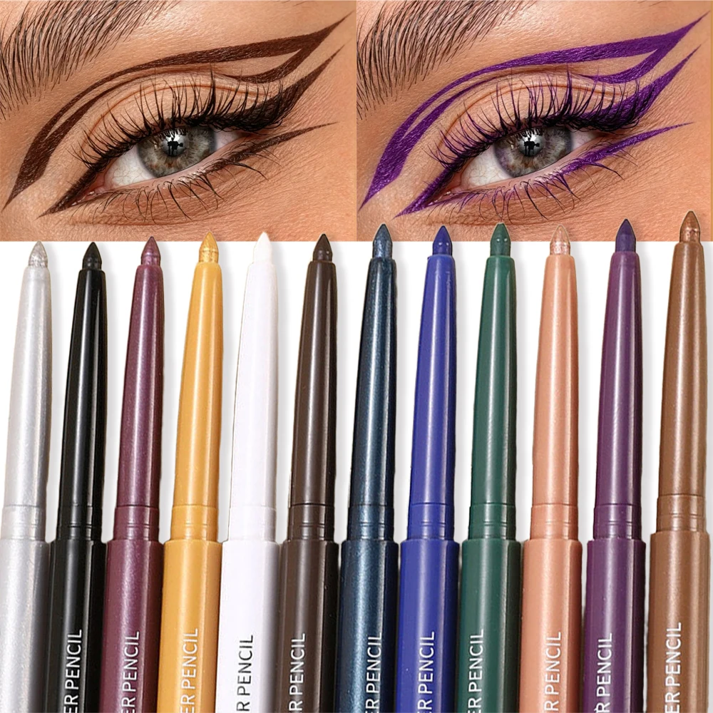 1 Stück Ultrafeiner Matter Glatter Wasserfester Grün-Violetter Eyeliner Gel-Stift Perlglanz-Weißer Eyeliner Einfach zu Tragender Eyeliner-Stift Make-up