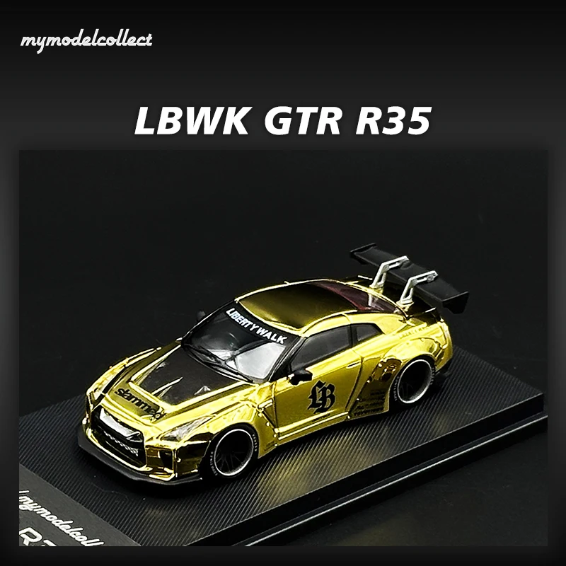 MC In Stock 1:64 LBWK GTR R35 Chrome Gold Limit Diecast Diorama Car Model Collection Toys