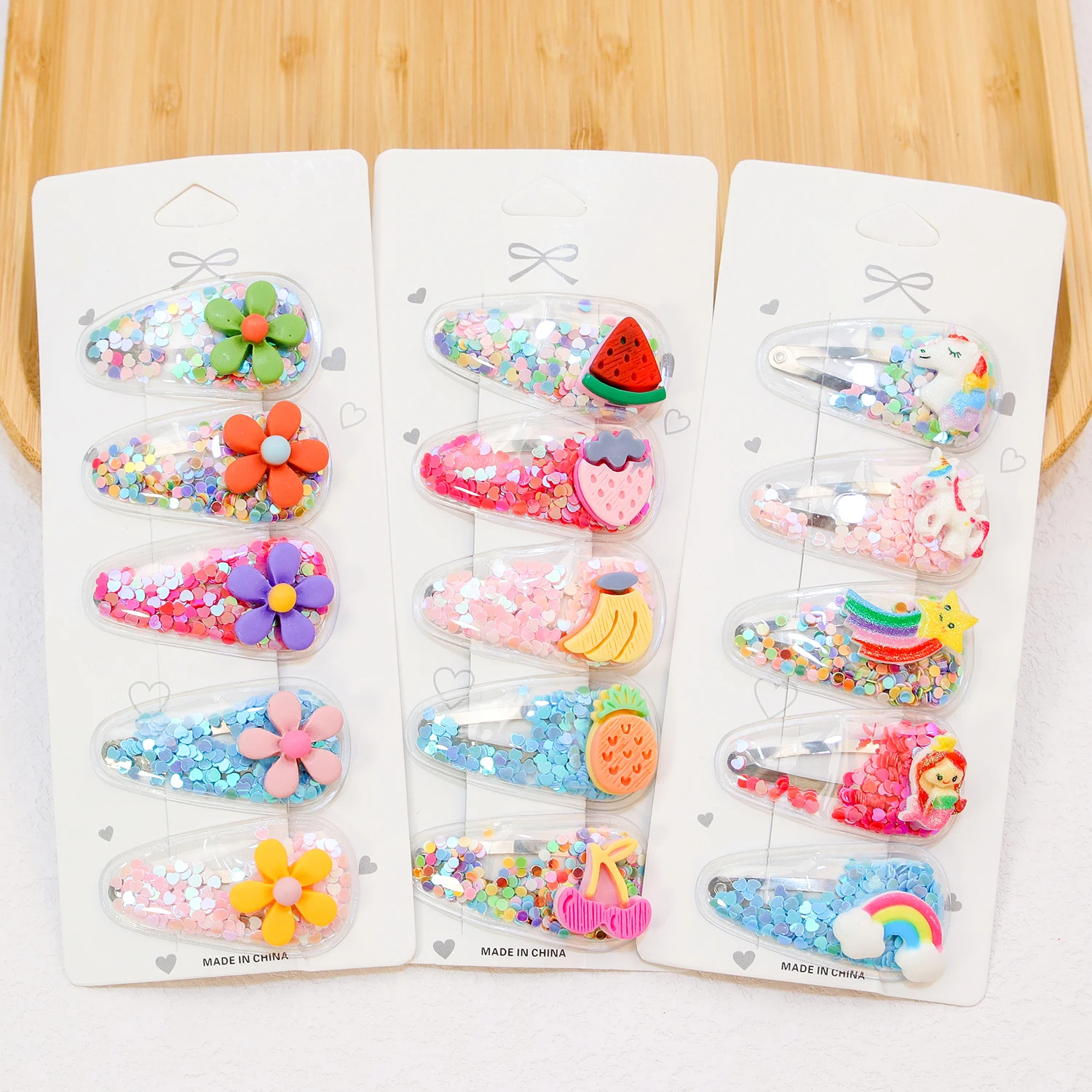 5PCS Cute Girls Flower Hair Clips Kids 2inch Sequin Unicorn Barrettes Clips Hair Bows Hairpins Children Girls Hair Accessories