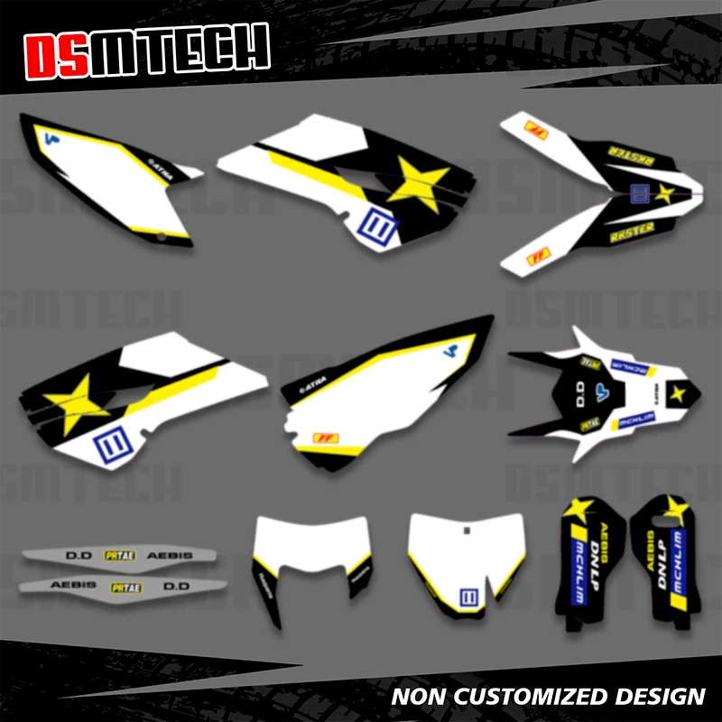 DSMTECH Motorcycle Graphics Stickers Decals kit for Husqvarna TC FC 2014 2015 TE FE 2014 2015 2016 Number Name Background Custom