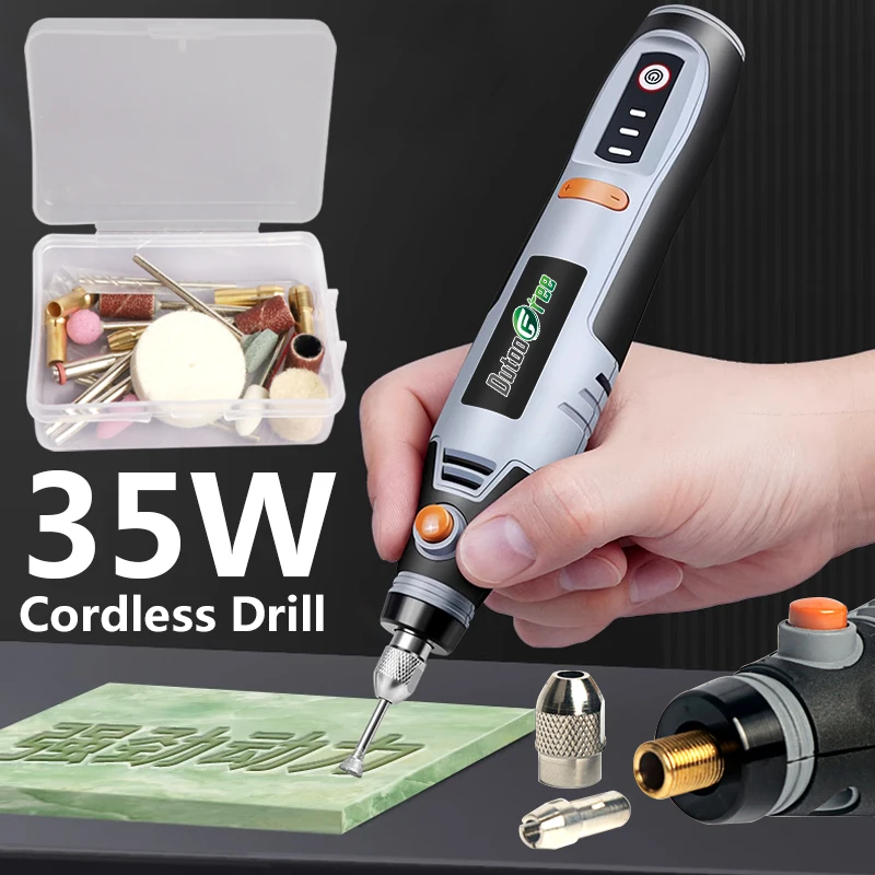 35W USB Cordless Rotary Tool Woodworking Engraving Pen DIY For Jewelry Metal Glass Mini Wireless Drill with Accessories DIY Set