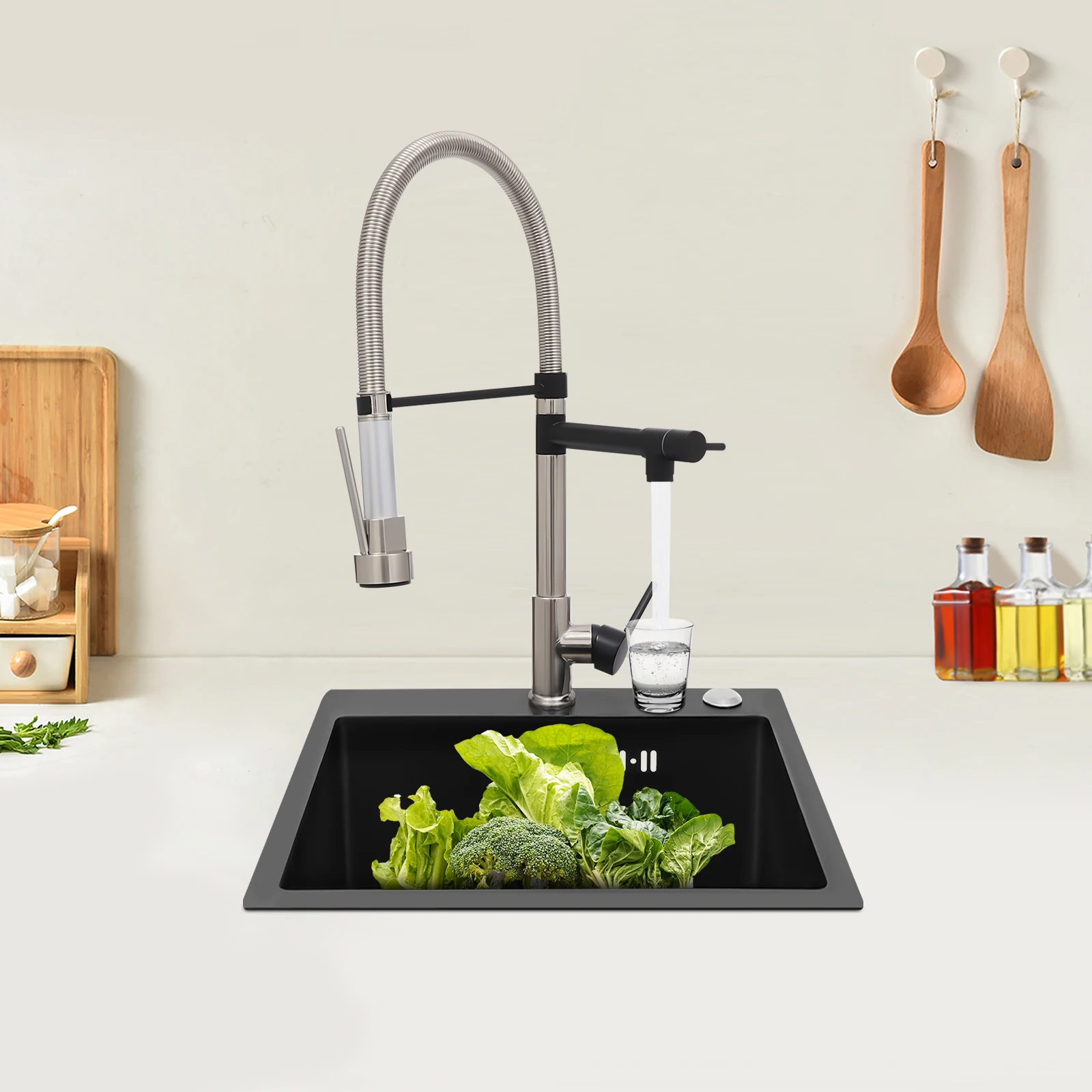 

Kitchen Faucet Kitchen Sink Faucet with Pull Down Sprayer Single Handle Stainless Steel Faucets for Kitchen Sinks