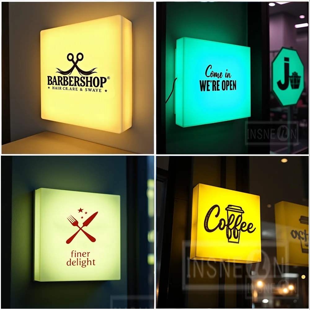 Surat Tanda Kotak Lampu LED Akrilik Kustom untuk Bisnis, Kotak Lampu Akrilik Neon untuk Luar Ruangan, Papan Tanda Tahan Air untuk Dekorasi Dinding