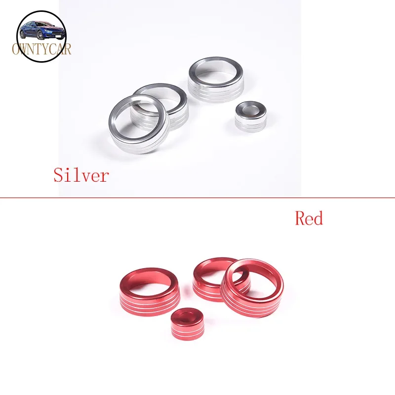 For Jaguar F-TYPE 13-2022 Aluminum Alloy Silver Car Air Condition Knob Audio Volume Control Button Circle Trim Cover Accessories