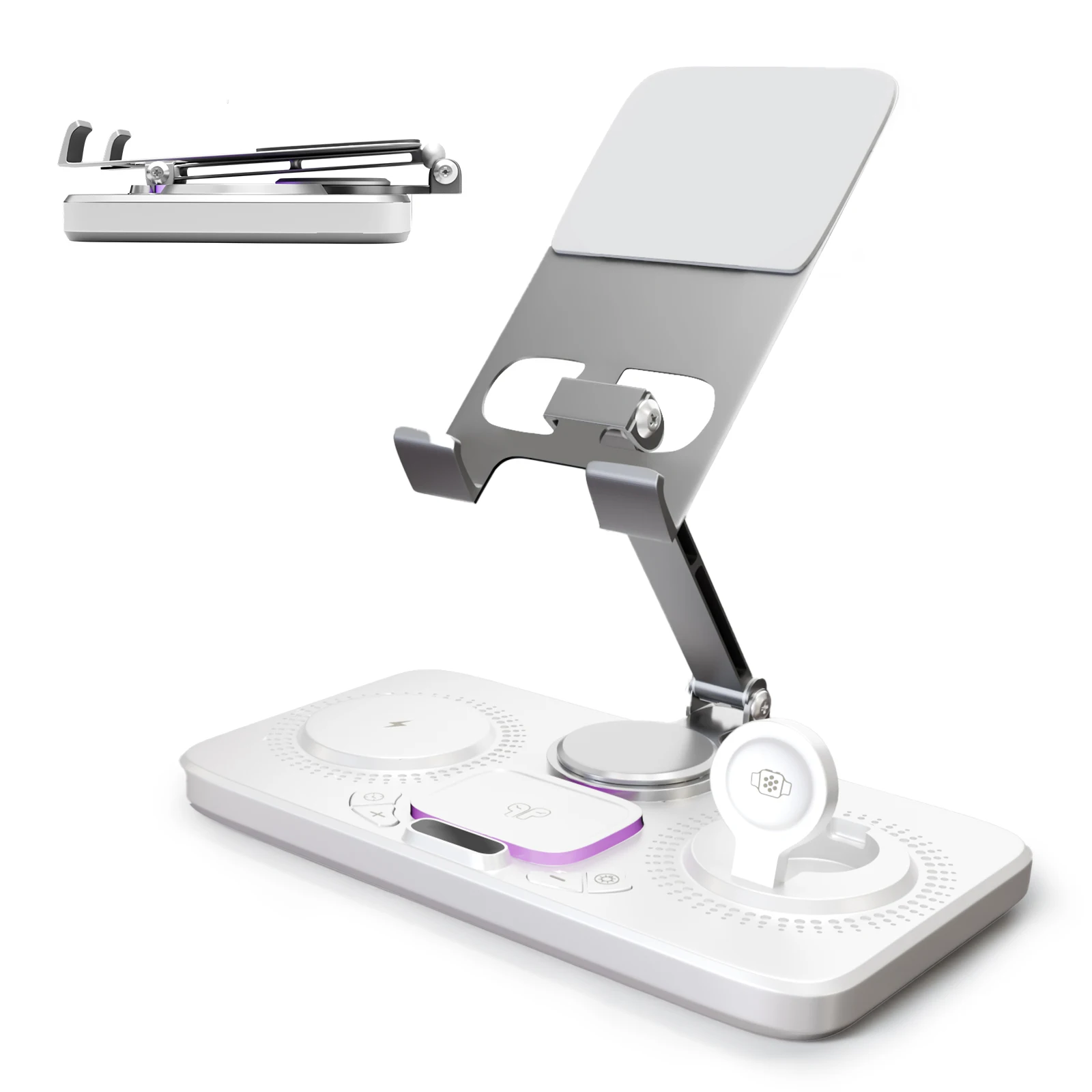 7-in-1 Wireless Charger Station 15W Fast Charging Type C Port Multi-Function Devices for iPhone 17 16 15 14 Samsung Airpods iPad