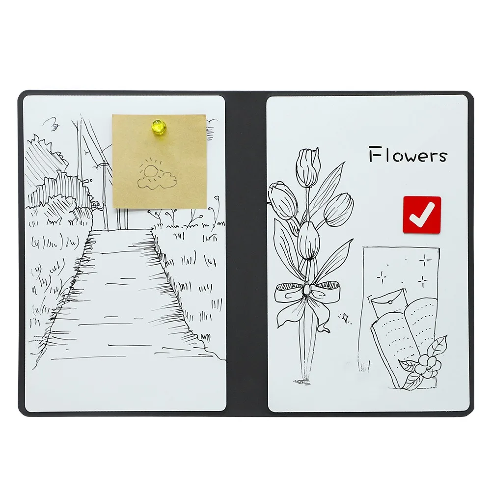 Portable A5 Whiteboard Notebook Erasing Reusable Folding Writing Board Message Note Business Whiteboard Notepad Office Supplies
