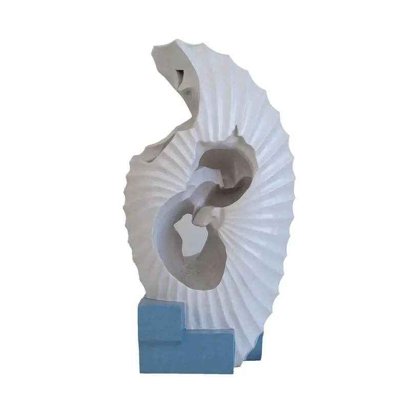 

16.9 x 10.2 x 31.9 Inch White Abstract Water Fountain with Blue Base and Light for Indoor and Outdoor Use