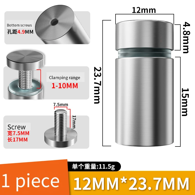 

1Pcs Stainless Steel Glass Fasteners Acrylic Advertisement Standoffs Pin Nails 12/16/19/25/40mm Billboard Fixing Screws Hardware