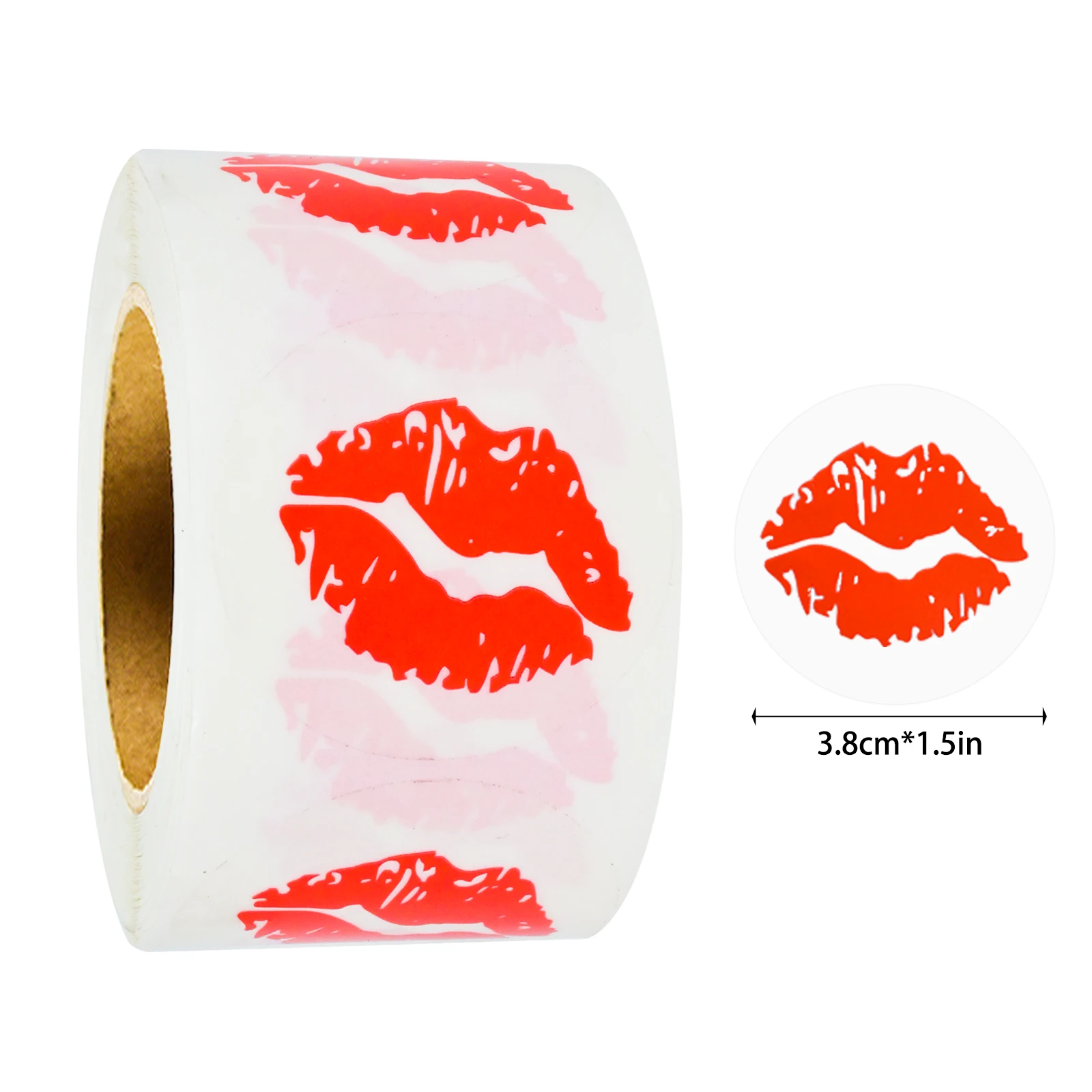 500Pcs 1.5in Transparent Round Red Lip Print Decorative Label Stickers, Decorative Stickers, Handmade Product Decoration Stickers, Envelope Sealing Stickers