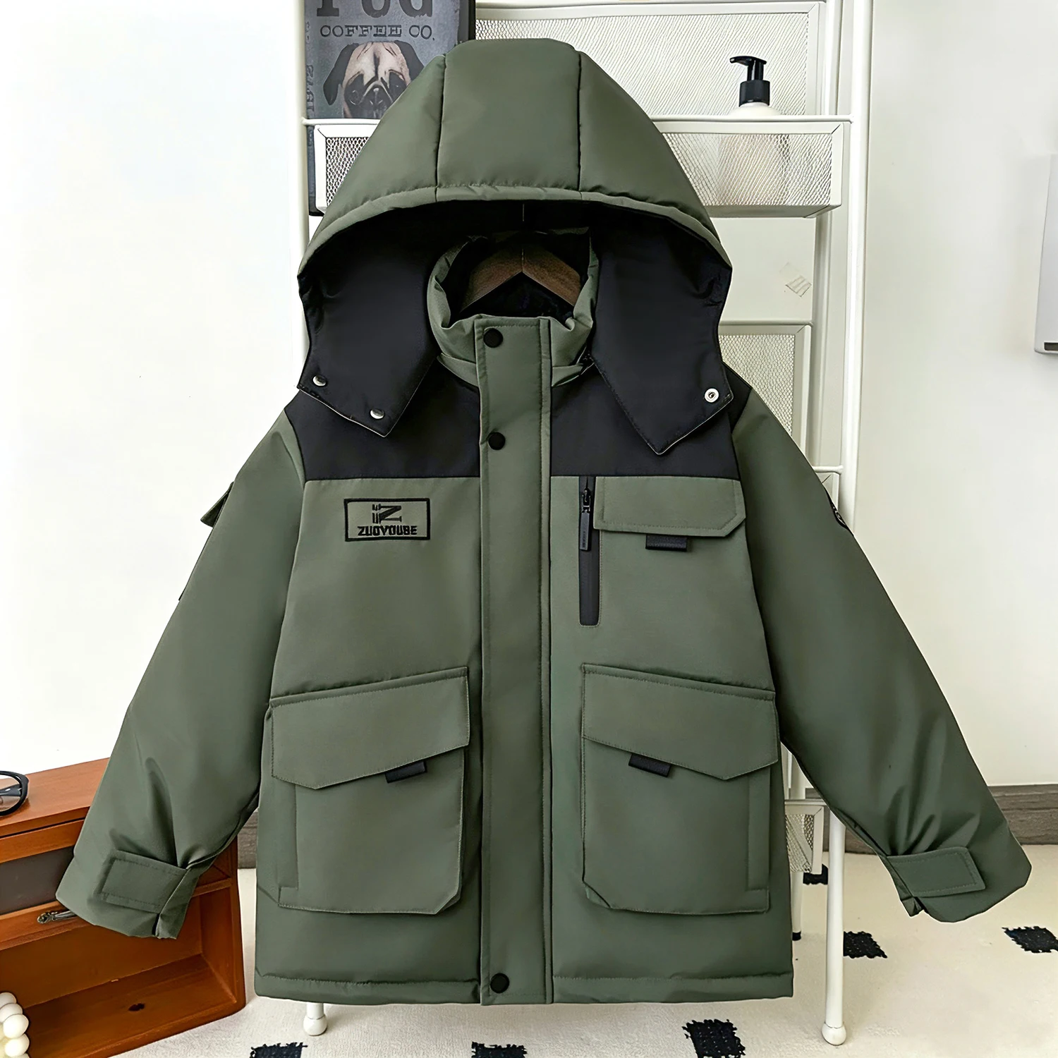 7 8 9 10 11 Years New Boys Jacket Winter Thicken Keep Warm Kids Jacket Fashion Workwear Style Boys Coat Teenagers Kids Clothes