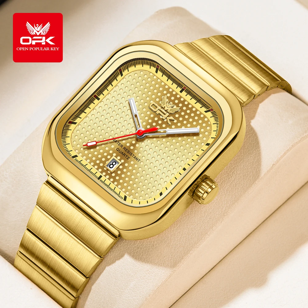 OPK brand leisure three pin single calendar men's watch night light waterproof quartz watch 6041