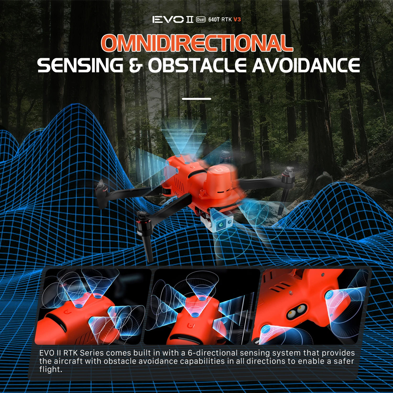 Autel Robotics EVO II Dual 640T RTK V3 Thermal Drone 6K Professional Camera Drone Centimeter-Level Positioning 38Min Flight Time