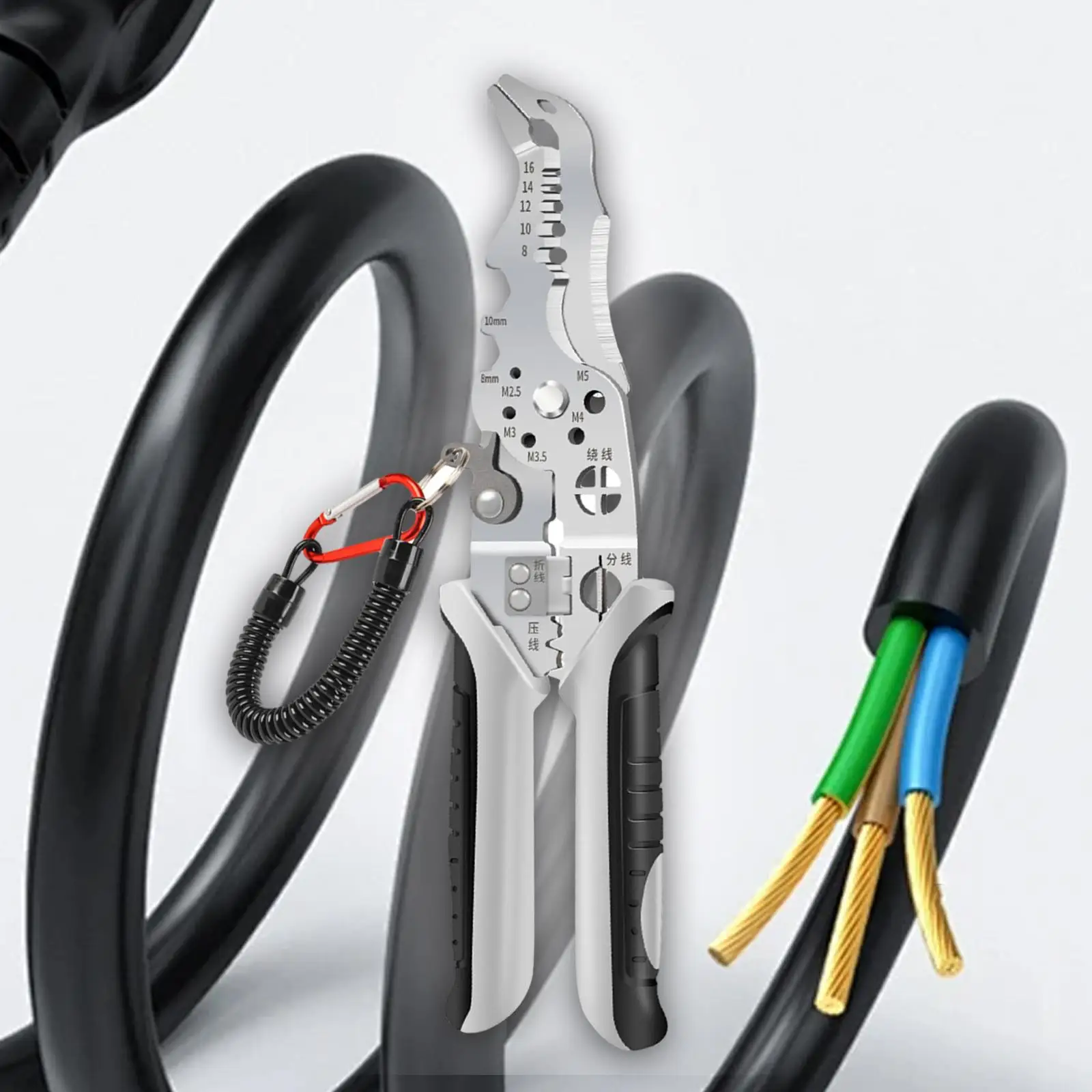 Wire Stripper Tool Wire Cutter Stripper Cutting Winding Splitting Pulling Electricians Durable Wire Pliers for Wrench Crimping