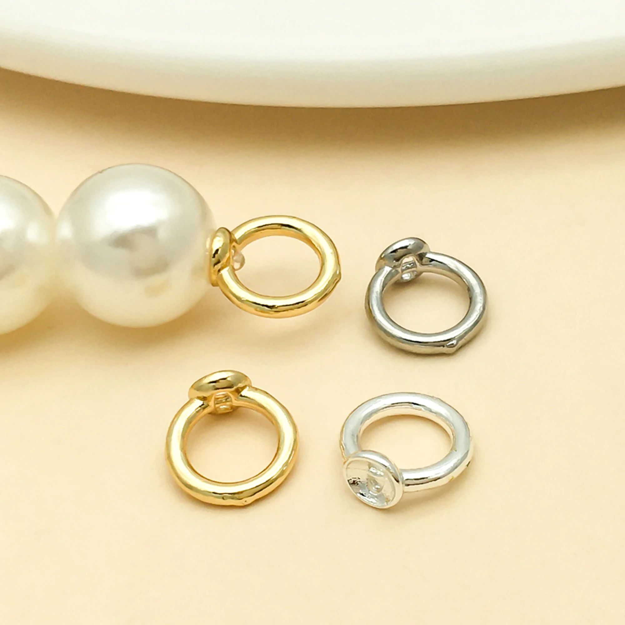 10/20pcs 18K Copper Plated Glue On Pearl Bead Pendant Loops For Jewelry Making DIY Necklace Bracelet Craft Supplies Accessories