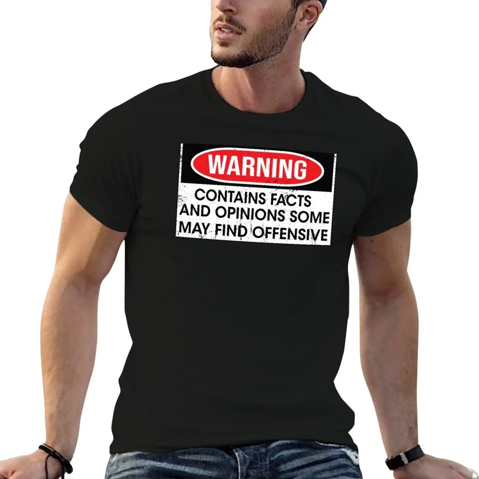 

Warning Contains Facts And Opinions Some May Find Offensive T-Shirt t shirts for man graphic tees t shirt man luxury T-Shirt